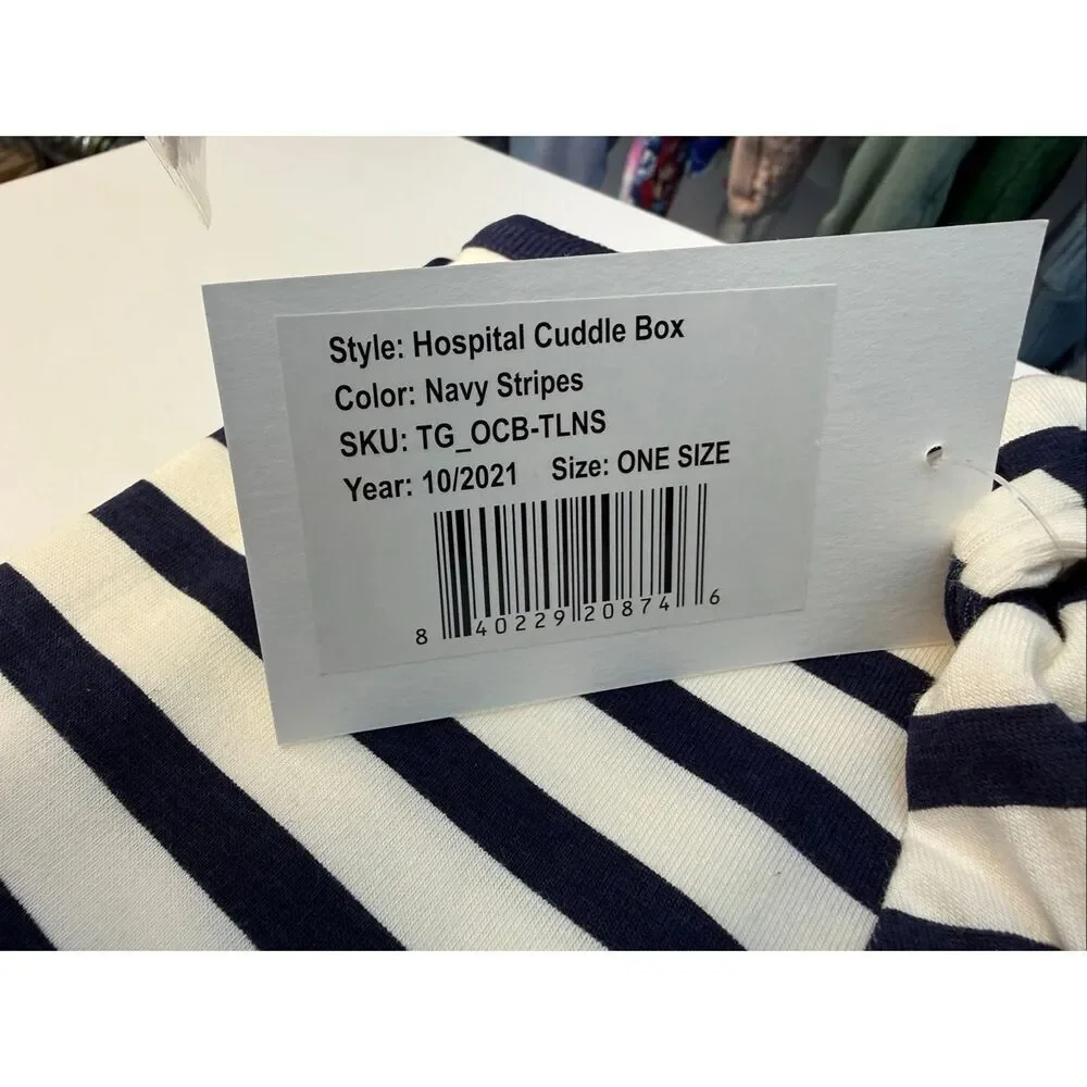 NWT Monica and Andy Newborn Baby Boy Hospital Cuddle Box - Navy Stripes - Receiv